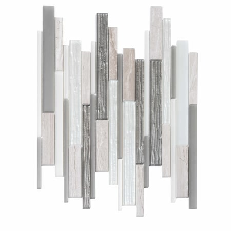 Apollo Tile Gray Stone Waterfall 4.83 sq.ft 11.8 in. x11.8 in. Glass&Mrbl Mosaic Tile, 5PK APLCAS99011EC21